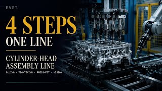 Engine Cylinder-Head Robotic Assembly Line — Glue, Tighten, Press-Fit & Inspect in One Flow | EVST