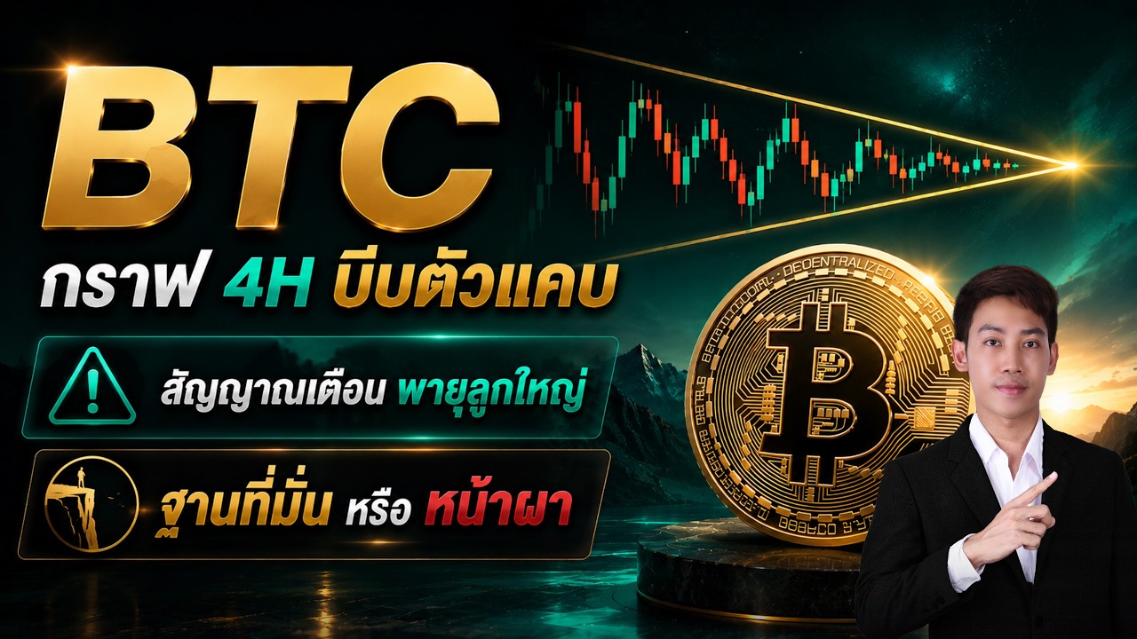 BITCOIN กราฟ 4Hบีบตัวแคบ สัญญาณเตือนพายุลูกใหญ่?🚨🚨