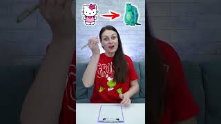How to draw Hello Kitty  Mike Wazowski vs Sullivan Monsters, Inc #shorts