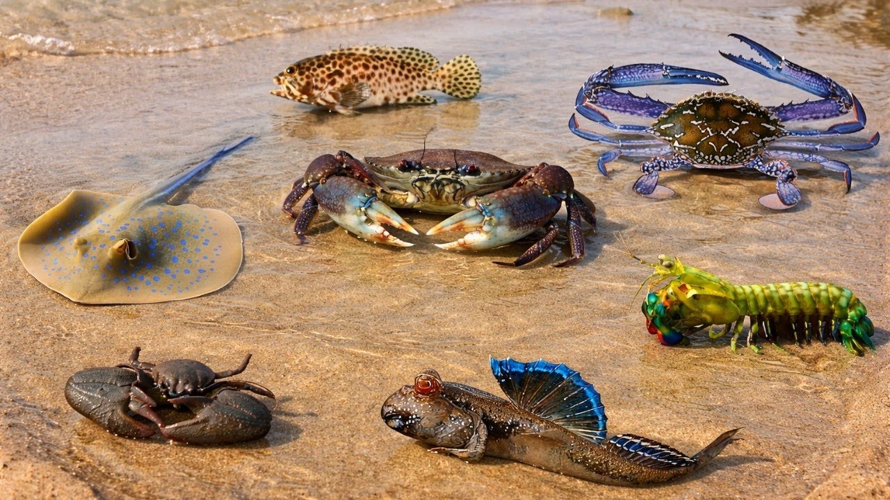 Ловля крабов и морских существ в море.