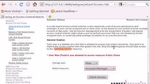 WebGoat v5.3 - Access Control Flaws - Using an Access Control Matrix