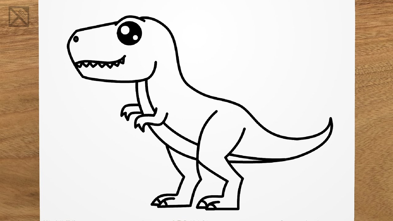 How To Draw A Cute T-Rex Step By Step, Easy T-Rex Dinosaur - Tyrannosaurus  Rex - Youtube