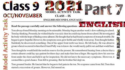 MODEL ACTIVITY TASK CLASS 9 ENGLISH PART 7 OCTOBER 2021