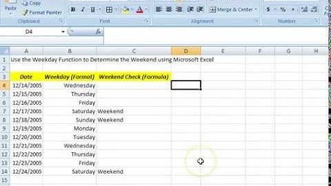 00083 - How To Use The WEEKDAY Function To Determine The Weekend Using Microsoft Excel