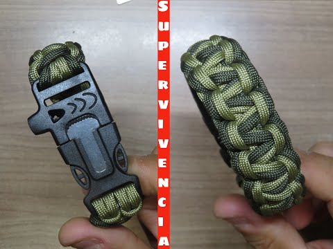 Pulsera SUPERVIVENCIA CON PEDERNAL Y RASCADOR - Paracord Bracelet - Pulseras  Paracord DIY 