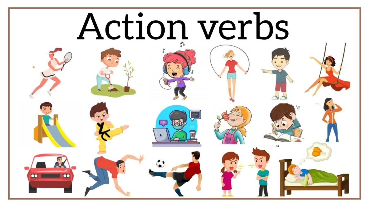 Action verbs in English English practice YouTube