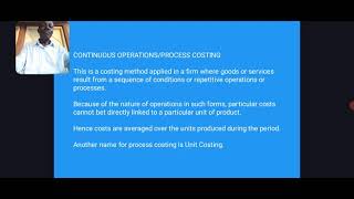 Continuous Operations/Process Costing @gozzyacctutors