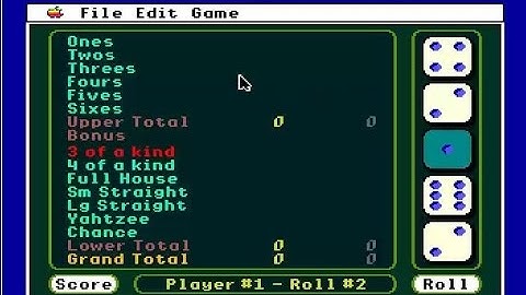 APPLE IIGS YAHTZEE ! YAHTZEE! FROM CDROM GEM Generous Efforts of Many Project