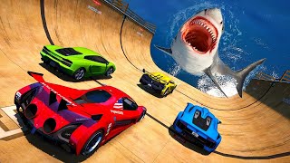 GTA V Epic New Stunt Race For Car Racing Challenge by Trevor and Shark #55555