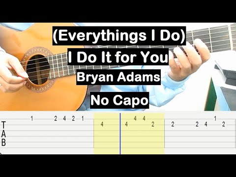 (Everythings I Do) I Do It for You Guitar Tutorial No Capo (Bryan Adams) Melody Guitar Tab Lesson