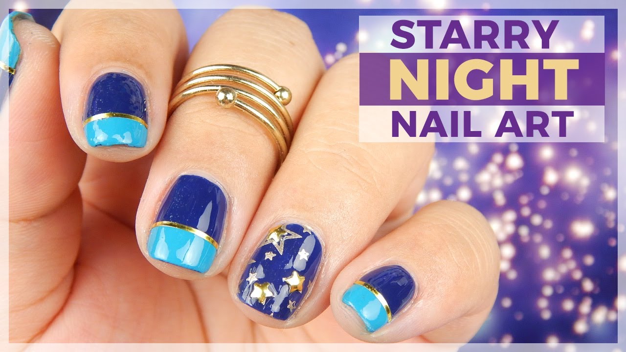 2. Glittery Night Nail Design - wide 5