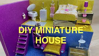 DIY BUILD MINIATURE HOUSE ❤️ GLITTER DOLLHOUSE