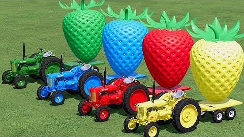 MINI TRANSPORT & COLORS ! MINI TRACTORS vs MINI TRAILER vs GIANT STRAWBERRY ! Farming Simulator 22