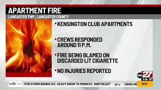 Discarded cigarette believed to have caused apartment fire in Lancaster County, officials say