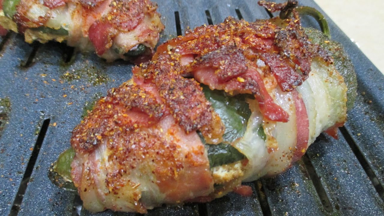 Stuffed Poblano Peppers | Poblano Popper recipe | Bacon Wrapped