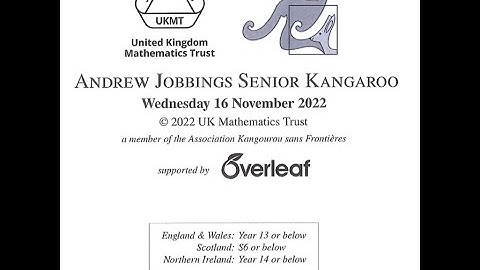 UKMT Senior Kangaroo 2022