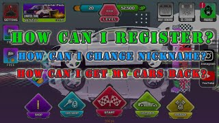 How can I register? How can I get my cars back? how can i change my nickname? Project Drift 2.0 screenshot 4