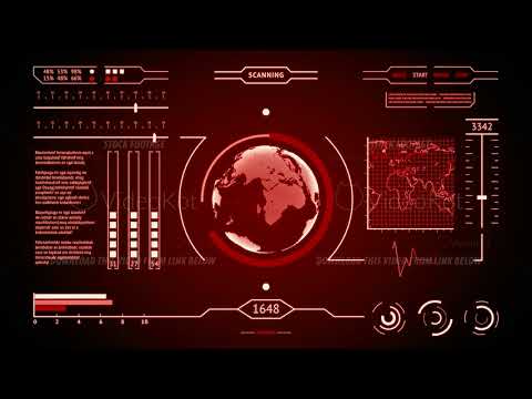 HUD interface display scanning of the planet Earth red