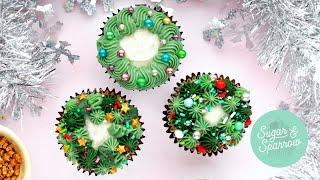 3 Easy Holiday Wreath Cupcake Designs