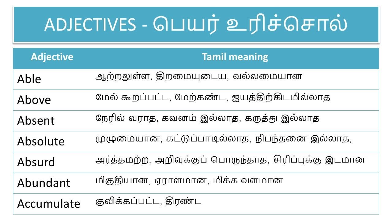 what is tamil meaning for presentation