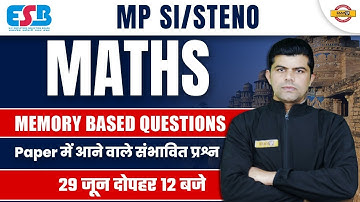Maths Memory Based Questions | Maths Class | MP STENO/ MP SI 2023 | Maths by KARUN SIR | Exampur