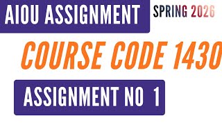 AIOU Code 1430 Business Statistics Solved Assignment No.1 | Spring 2026 | AD / B.Com Level