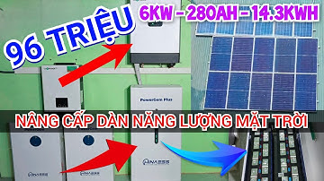 96 Triệu Nâng Cấp DÀN NĂNG LƯỢNG MẶT TRỜI, PIN 51,2V 280Ah, Inverter Hybrid GEN 6KW, 10 Tấm Pin 580W