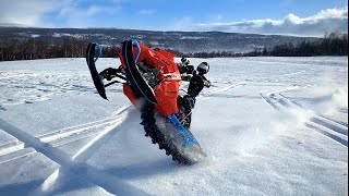RC Snowmobile Jumping and Driving in Deep Snow