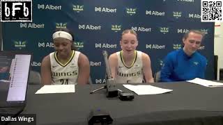 bFb Dallas Wings Post Game Press Conf- Paige Bueckers, Arike Ogunbowale, and Coach Chris Koclanes