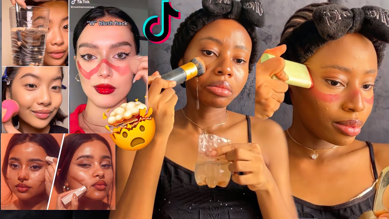 Trying TIKTOK MAKEUP HACKS and TRENDS of 2022 Viral makeup hacks😳