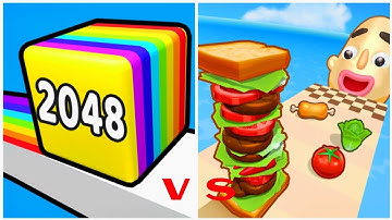Happy Cubes 2048 vs Sandwich Runner - All Level Gameplay Walkthrough (ASMR, New Update)
