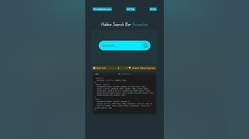🔍 Hidden Search Bar Animation Using HTML & CSS #webdevelopment #coding #animation #shorts