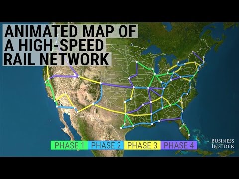 This animated map shows how radically a high-speed train system would improve travel in the US