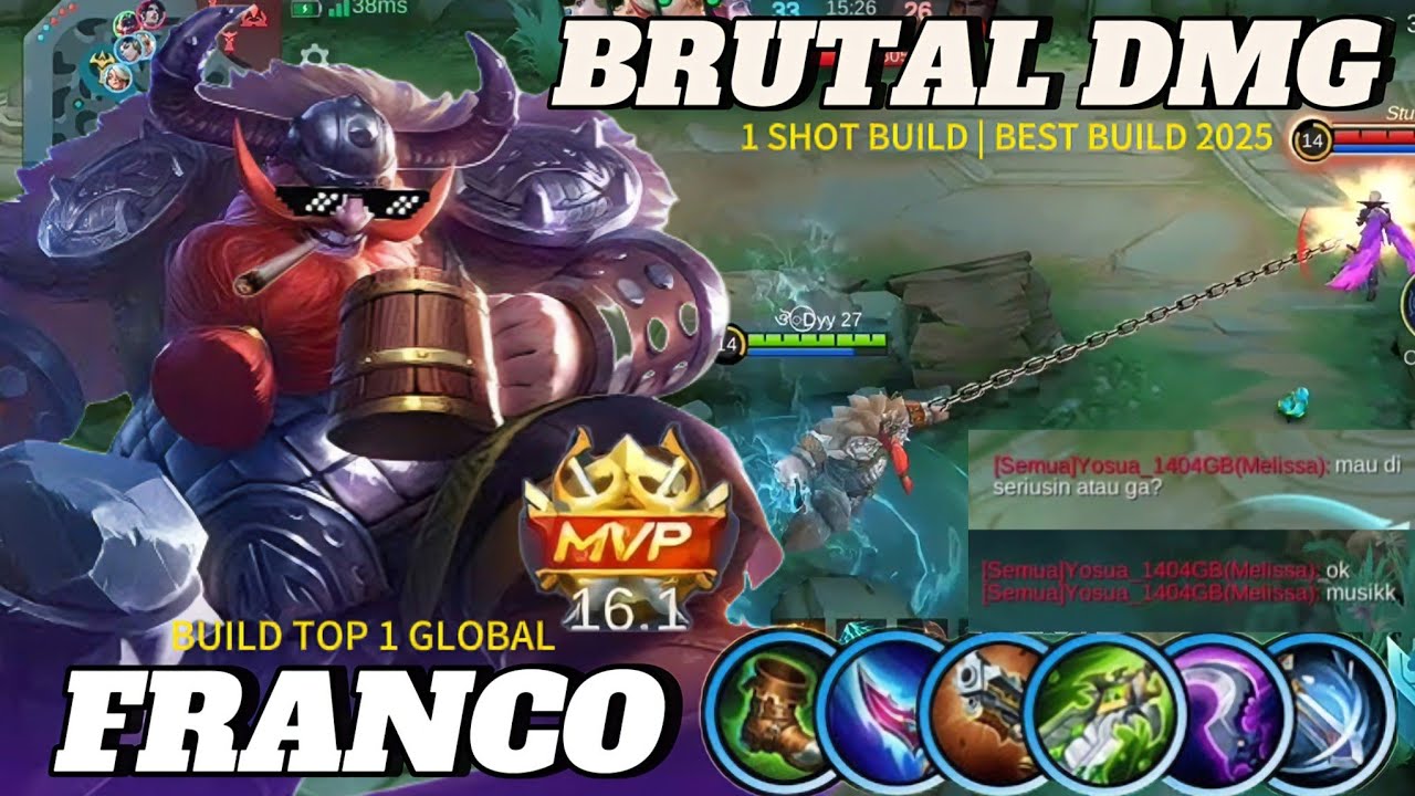 HOOK FRANCO BEST BUILD SOLO PLAYER META TERBARU 2025 AUTO WINSTREAK🔥 GAMEPLAY  MOBILE LEGENDS ~ MLBB