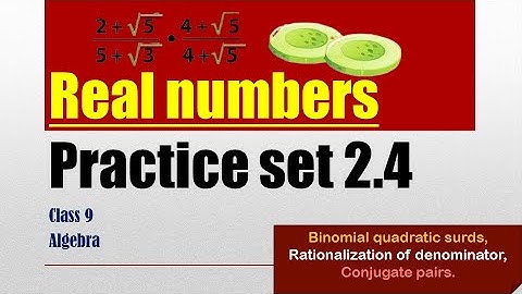 Practice set 2.4 #Real numbers ! Class 9 ! Algebra # Binomial Quadratic Surds #Rationalization of D.