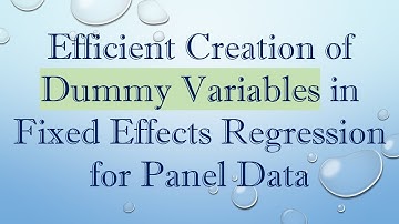 Efficient Creation of Dummy Variables in Fixed Effects Regression for Panel Data