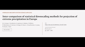 Inter-comparison of statistical downscaling methods for projection of extreme precipi... | RTCL.TV