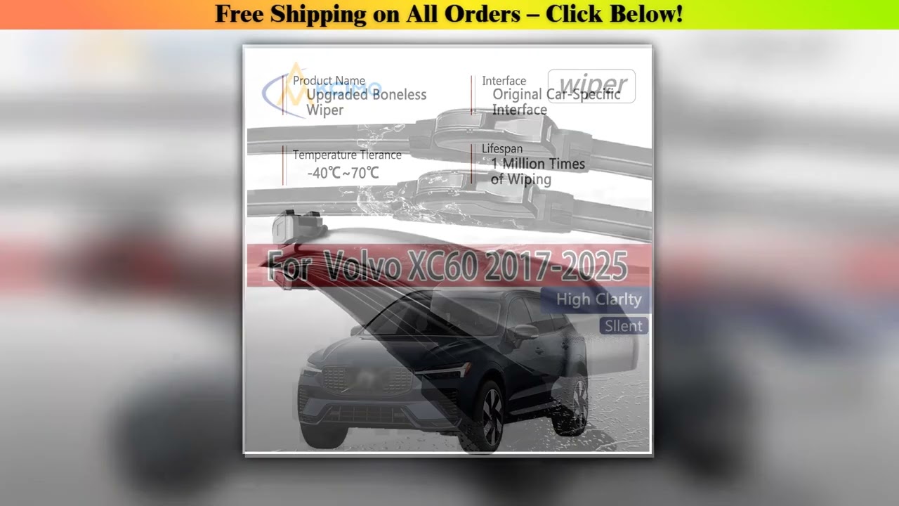 For Volvo XC60 2017-2025 Front Windshield Wiper Blades 2pcs Windscreen Window Accessories