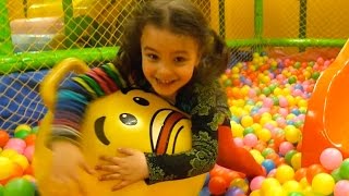 Kids Playground Fun with Bouncy Ball on the Giant Slide and Play Ball Pit