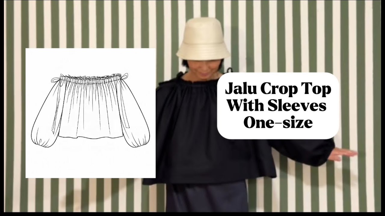 Как сшить укороченный топ Jalu с рукавами, пошаговая инструкция, один размер 