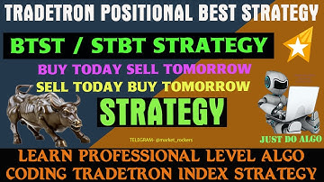 BTST TRADING Strategy tradetron For Beginners | BTST TRADING Kaise Kare #btst #optionstrading #stbt