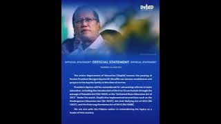 DepEd Official Statement for the Passing of FPNOY