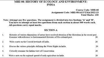 MHI 08 IGNOU SOLVED ASSIGNMENT 2022 2023 ENGLISH HISTORY OF ECOLOGY AND ENVIRONMENT INDIA