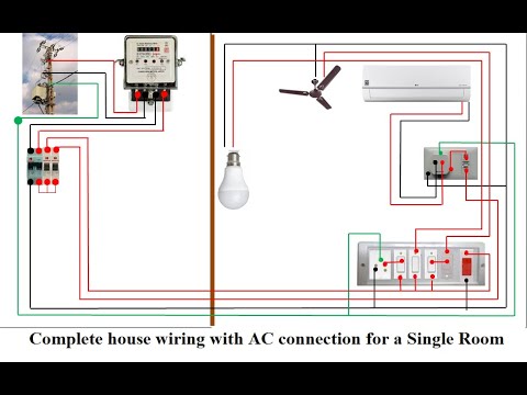 Complete house wiring with AC connection for a single room |House ...