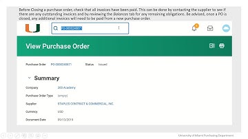 Closing a Purchase Order