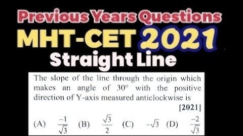 PYQ2021: Straight Line: MHTCET: Slope of the line through origin which makes an angle of 30⁰ Y-axis