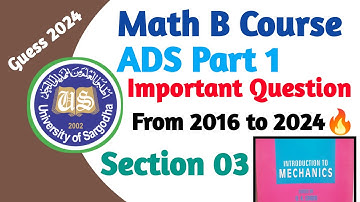 B Course of Maths 🔴🔥| BSC ADS Part 1 | Section 03 Important questions | UOS