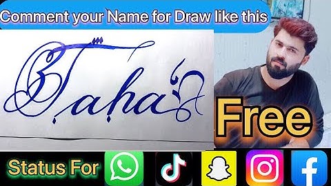 Taha Name Signature Calligraphy Status | How to Cursive write with cut Marker #taha @Taha