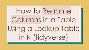 How to Rename Columns in a Table Using a Lookup Table in R (tidyverse)