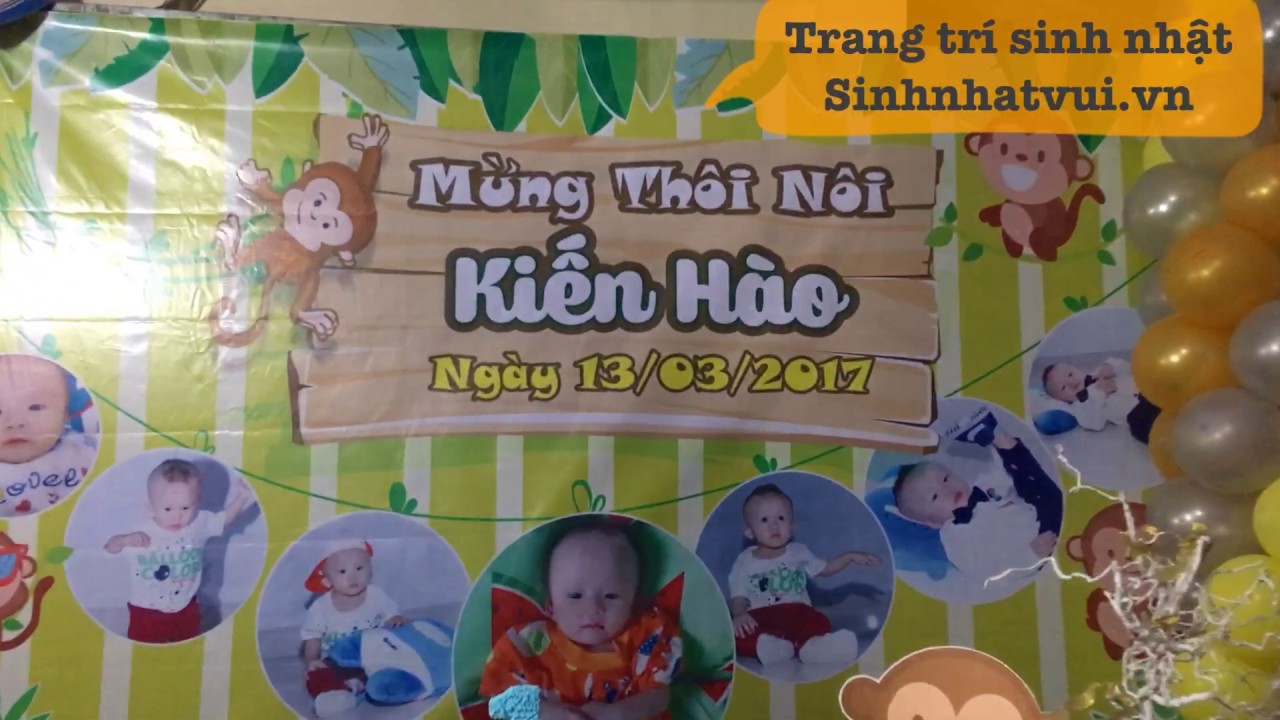 Trang trí sinh nhật cho bé chủ đề con khỉ  cực Hot năm 2017 096.320.7551 - YouTube